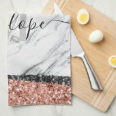 白黒大理石とグリッター キッチンタオル (四つ折り)