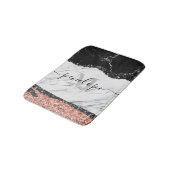 白黒大理石とグリッター バスマット (アングル)