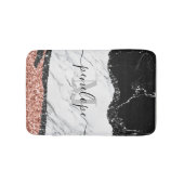 白黒大理石とグリッター バスマット (正面)