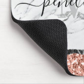 白黒大理石とグリッター マウスパッド (コーナー)