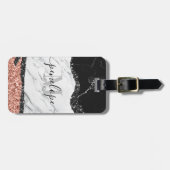 白黒大理石とグリッター ラゲッジタグ (正面横)