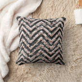 白黒大理石のばら色の金ゴールドのシェブロンのジグザグ形 クッション (ブランケット)