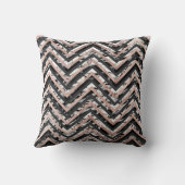 白黒大理石のばら色の金ゴールドのシェブロンのジグザグ形 クッション (裏面)