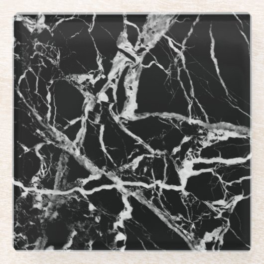 白黒大理石のガラスコースター ガラスコースター (正面)