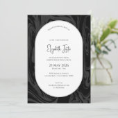 白黒大理石の写真卒業 招待状 (スタンド正面)