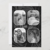 白黒大理石の写真卒業 招待状 (裏面)