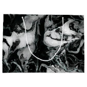 白黒大理石の質の液体のペンキの芸術 ラージペーパーバッグ (裏面)