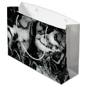 白黒大理石の質の液体のペンキの芸術 ラージペーパーバッグ (裏面アングル)