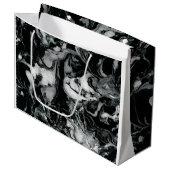 白黒大理石の質の液体のペンキの芸術 ラージペーパーバッグ (正面アングル)