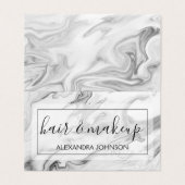白黒大理石の髪とメイクアップ 名刺 (外部フラット)