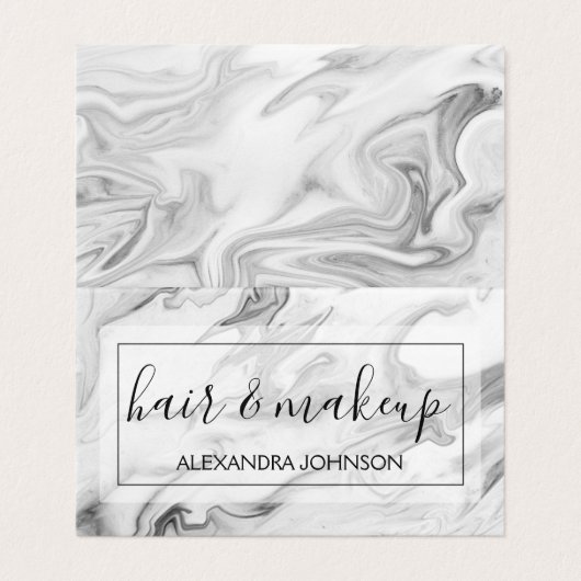 白黒大理石の髪とメイクアップ 名刺 (外部フラット)
