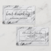 白黒大理石の髪とメイクアップ 名刺 (正面/裏面)