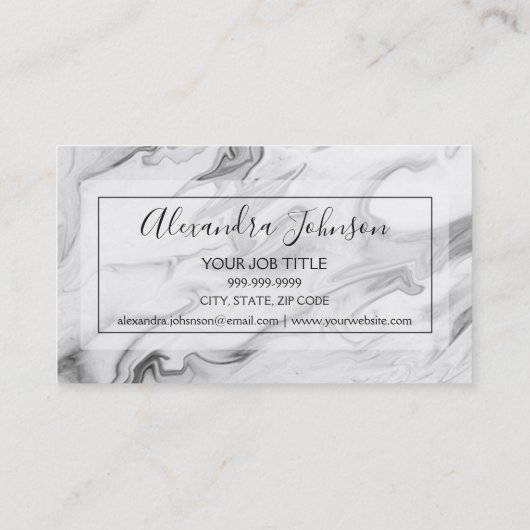 白黒大理石の髪とメイクアップ 名刺 (裏面)