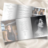 白黒大理石エレガント葬式 三つ折りプログラム