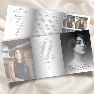 白黒大理石エレガント葬式 三つ折りプログラム