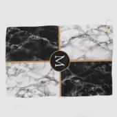 白黒大理石カスタム製レターゴルフタオル ゴルフタオル (横)