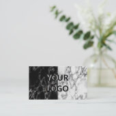 白黒大理石カスタム製名刺テンプレート 名刺 (スタンド正面)