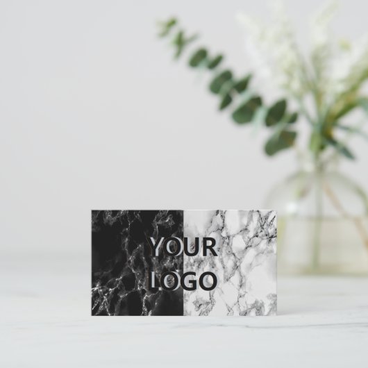 白黒大理石カスタム製名刺テンプレート 名刺 (スタンド正面)