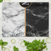 白黒大理石キッチンタオルカスタムレター キッチンタオル (折り畳み)