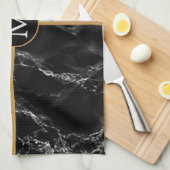 白黒大理石キッチンタオルカスタムレター キッチンタオル (四つ折り)