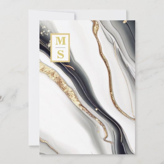 *~白黒大理石ゲートAR66 RSVP QR 結婚s 招待状 (正面)