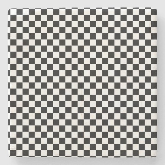 白黒大理石コ市松模様にースター ストーンコースター (正面)