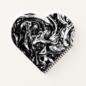 白黒大理石スタイルハートスパイラルノート ノートブック (裏面)