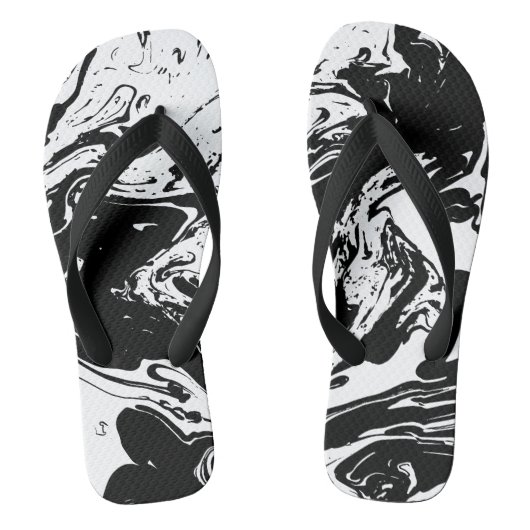 白黒大理石スタイルビーチサンダル ビーチサンダル (フットベッド)