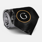 白黒大理石タイとカスタム文字付き ネクタイ (ロール)