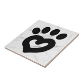 白黒大理石ドッグハート足印刷デザイン タイル (側面)