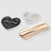 白黒大理石ハートエレガントウェディングプログラム ハンドファン (組立なし)