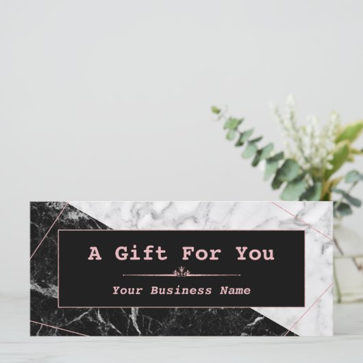 白黒大理石バラ金ゴールドギフト証明書 (スタンド正面)