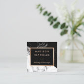 白黒大理石バラ金ゴールド美しいサロン スクエア名刺 (スタンド正面)
