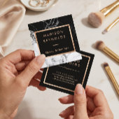 白黒大理石バラ金ゴールド美しいサロン スクエア名刺