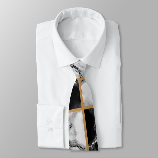 白黒大理石パーソナライズされたあなたの手紙のネクタイ ネクタイ (タイ)