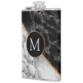 白黒大理石パーソナライズされたモノグラムフラスコ フラスク (左)
