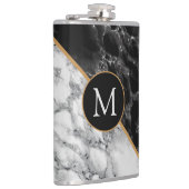 白黒大理石パーソナライズされたモノグラムフラスコ フラスク (右)