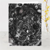 白黒大理石フルフィルドアートハッピーバースデー カード (黄色い花)