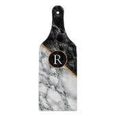 白黒大理石切パーソナライズされた断板 カッティングボード (正面)