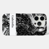 白黒大理石名モノグラムラインアートモダン Case-Mate iPhoneケース (裏面 (横))