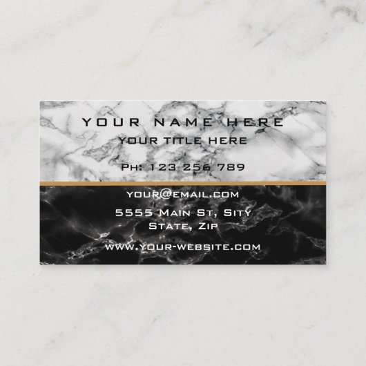 白黒大理石名刺デザイン独自 名刺 (裏面)