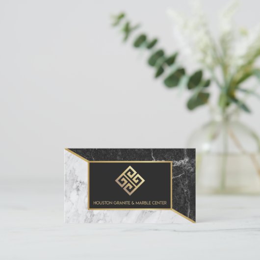 白黒大理石名刺 名刺 (スタンド正面)