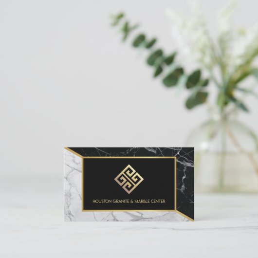 白黒大理石名刺 名刺 (スタンド正面)