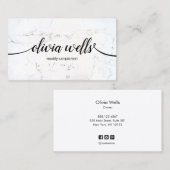 白黒大理石手書き文字書 名刺 (正面/裏面)