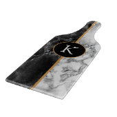 白黒大理石石 – レターの追加 – 年 カッティングボード (角)