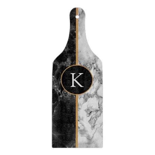 白黒大理石石 – レターの追加 – 年 カッティングボード (正面)