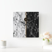 白黒大理石石-個人用- スクエア壁時計 (ホーム)