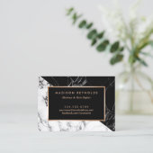 白黒大理石美しいサロンアフターケアカード 名刺 (スタンド正面)