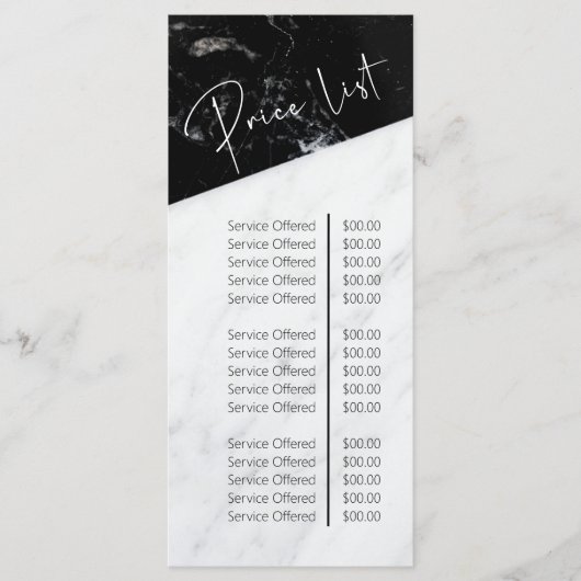白黒大理石美しいサロン価格表 メニュー (正面)