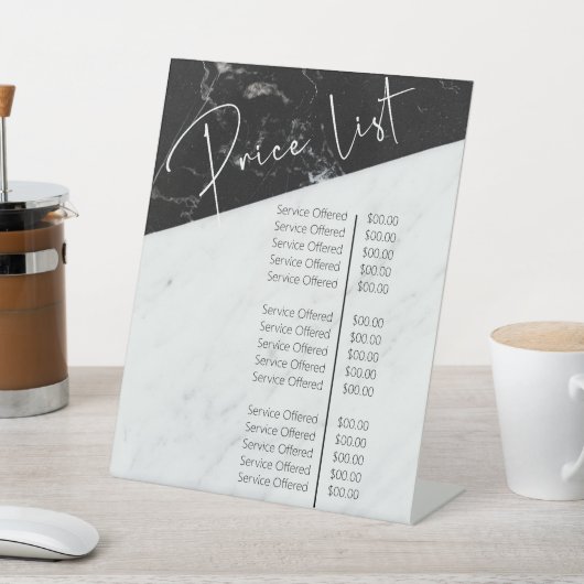 白黒大理石美しいサロン価格表 台座サイン (インサイチュ)